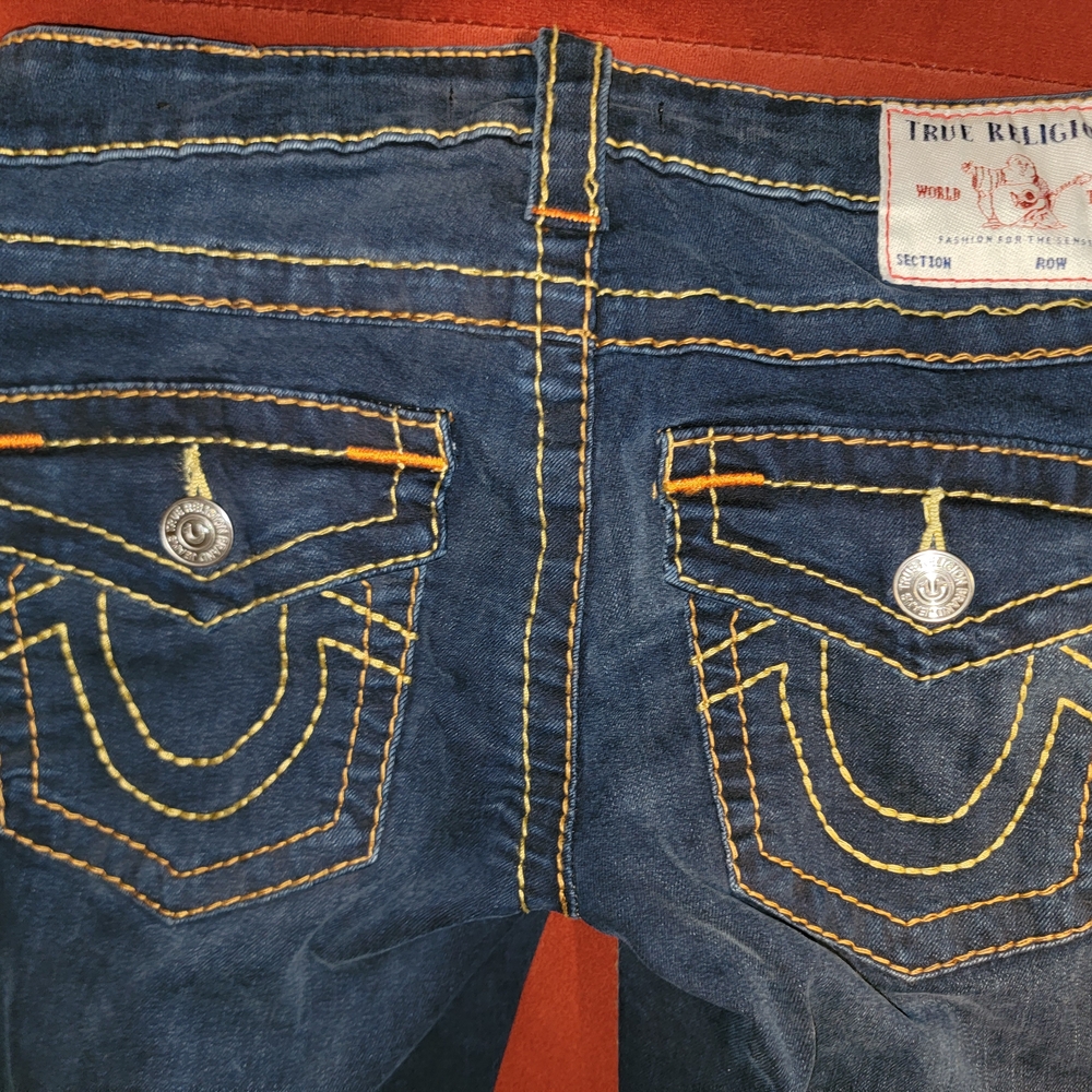 True Religion Blue Skinny Jeans with Signature Stitching